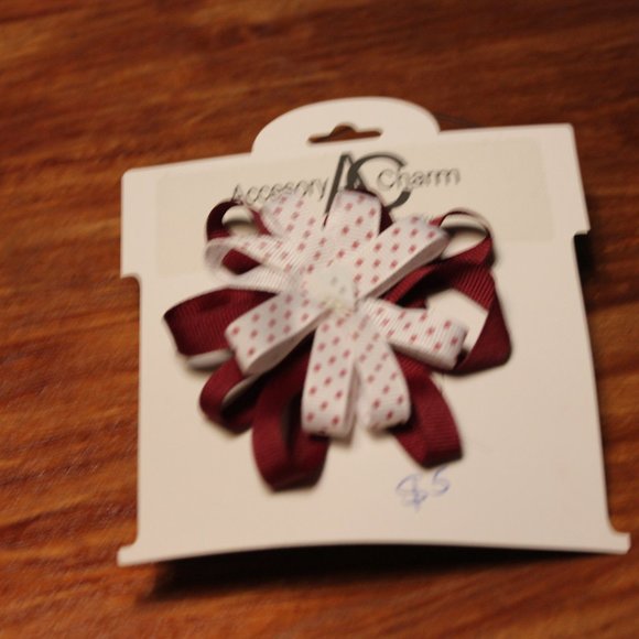 Red/white red poka dots Hair Bow Accessory charm - Picture 1 of 1